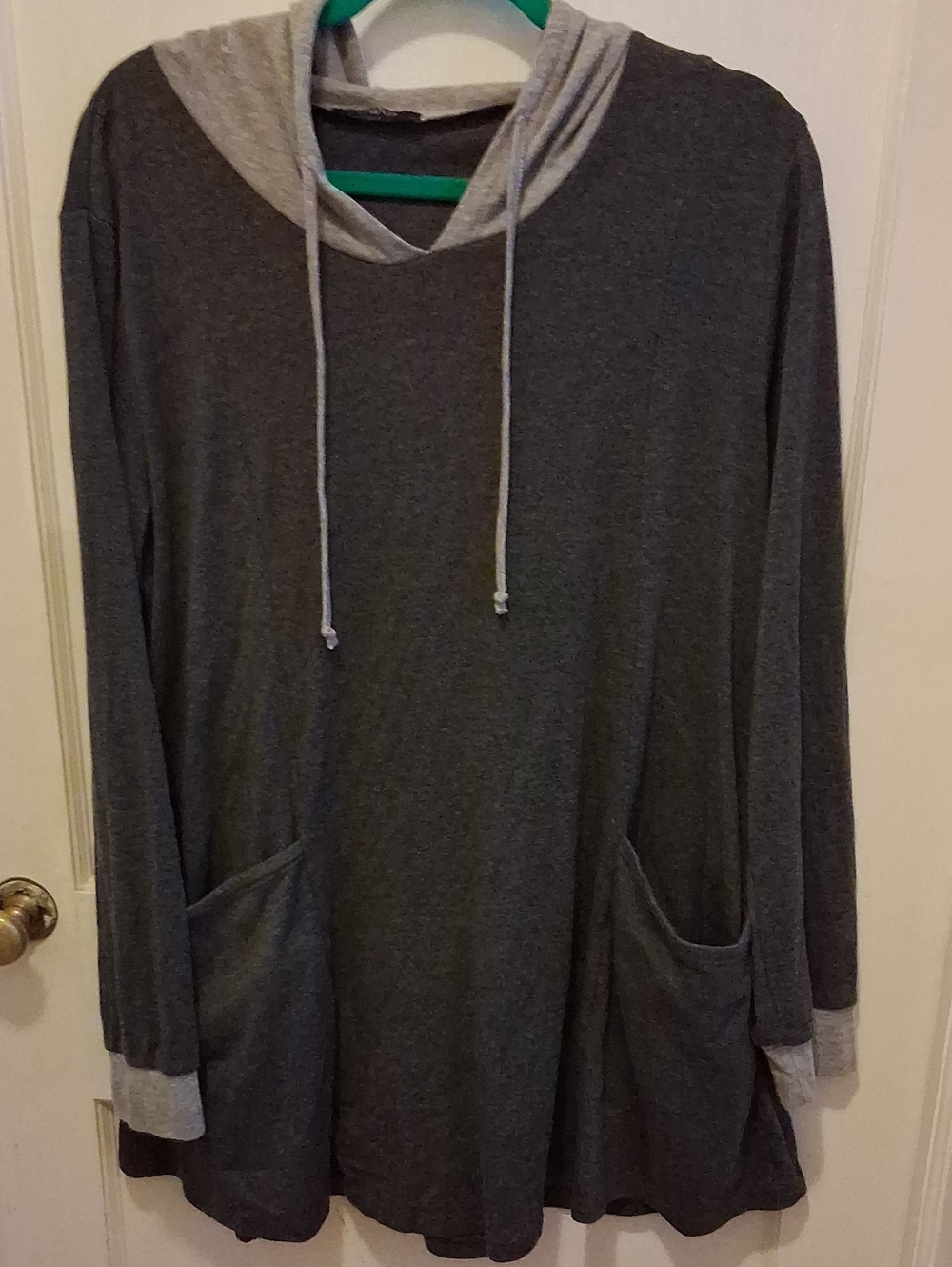 Women's Gray Hooded Pullover Sweatshirt